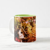 Tasse 2 Couleurs Flower Garden Bird House Art Personnalisé (Devant gauche)