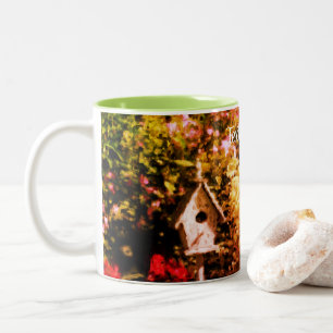 Tasse 2 Couleurs Flower Garden Bird House Art Personnalisé