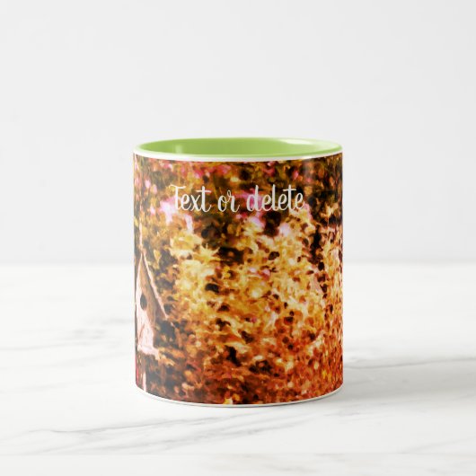 Tasse 2 Couleurs Flower Garden Bird House Art Personnalisé (Centre)