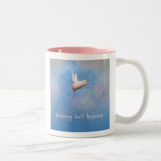 Tasse 2 Couleurs Flying Pig-Believe n'est pas Hogwash (Droit)