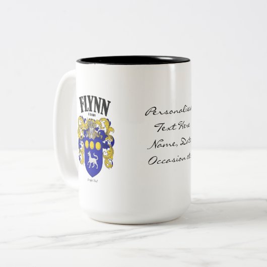 Tasse 2 Couleurs Flynn Family Crest, Traduction & Signification (Devant gauche)