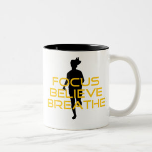 Tasse 2 Couleurs Focus Croire Respirer Jaune Courir Fitness