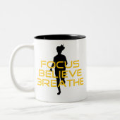 Tasse 2 Couleurs Focus Croire Respirer Jaune Courir Fitness (Gauche)
