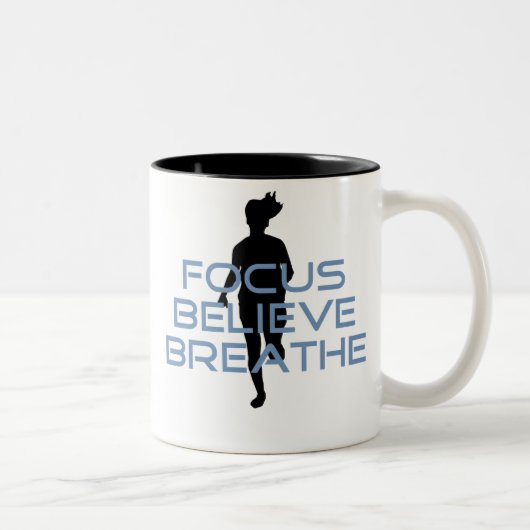 Tasse 2 Couleurs Focus Croyez Breathe Blue T-shirts (Droit)