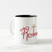 Tasse 2 Couleurs Foi chrétienne rée Croix Cœurs  (Devant gauche)