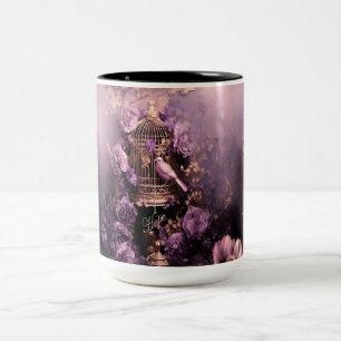 Tasse 2 Couleurs Foi Espoir Amour, Oiseau Vintage et Floral