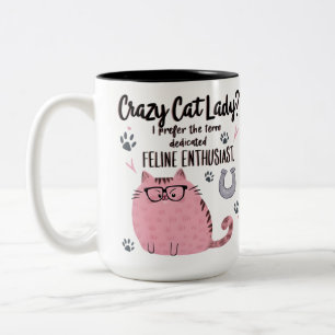 Tasse 2 Couleurs Folle des chats ? Cadeau drôle pour amateur de cha