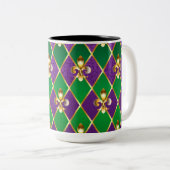 Tasse 2 Couleurs Fond de bijoux Mardi Gras (Devant droit)