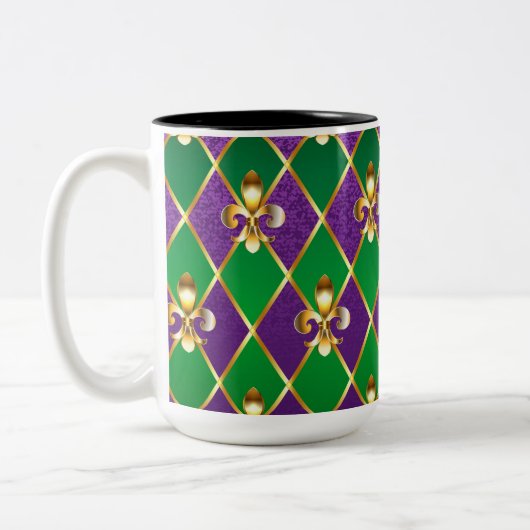 Tasse 2 Couleurs Fond de bijoux Mardi Gras (Gauche)