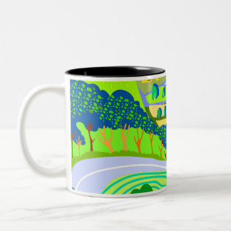 Tasse 2 Couleurs fond de printemps Nature. Illustration vectorielle
