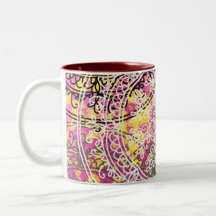 Tasse 2 Couleurs Fond floral coussin de jet mandala