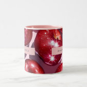 Tasse 2 Couleurs Fond Rose Pomme Rouge Pétillante Personnalisé (Centre)
