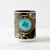 Tasse 2 Couleurs Fond rouillé Steampunk avec verres turquoise (Centre)