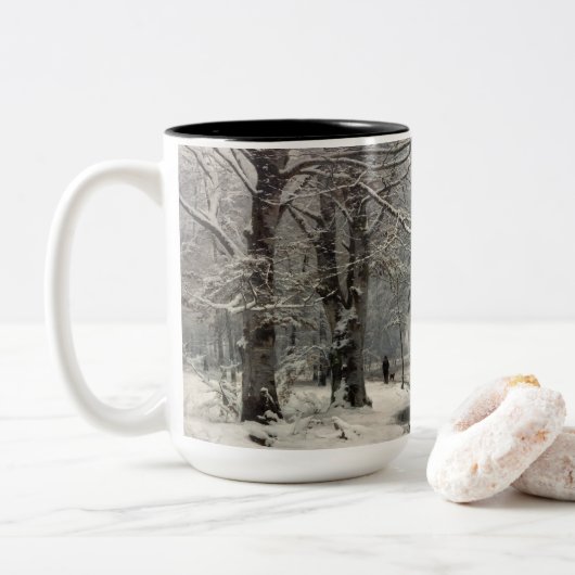 Tasse 2 Couleurs Forêt de hêtres, hiver par Anders Andersen-Lundby (Avec donut)