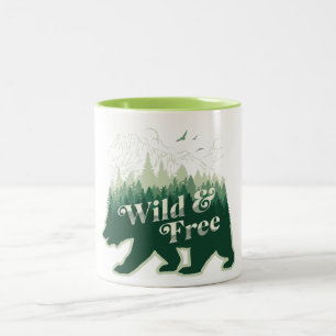 Tasse 2 Couleurs Forêt d'ours sauvage et libre Nature Vintage