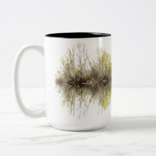 Tasse 2 Couleurs Forêt réfléchie à l'aquarelle - Paysage naturel