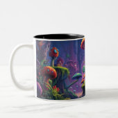 Tasse 2 Couleurs Forêt Trippy avec créature psychédélique (Gauche)