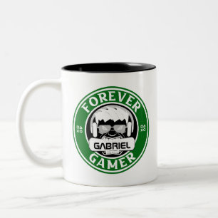 Tasse 2 Couleurs Forever Gamer, Nom personnalisé Imprimer