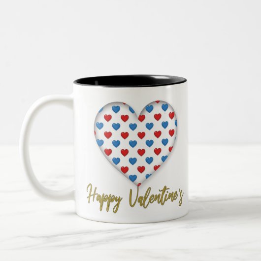Tasse 2 Couleurs Forme de coeur élégant rouge et bleu (Gauche)