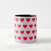 Tasse 2 Couleurs Forme de coeur mignonne pixélisée (Centre)