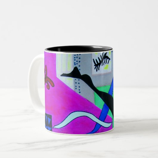 Tasse 2 Couleurs Formes Abstraites bleu clair rose (Devant gauche)