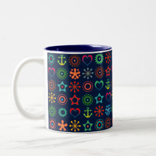 Tasse 2 Couleurs Formes amusantes Abstraites design rétro impressio