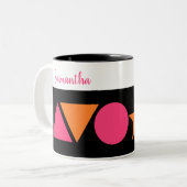 Tasse 2 Couleurs Formes modernes rose et orange (Devant gauche)