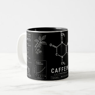Tasse 2 Couleurs Formule de Molécule de Caféine en Ligne Blanche
