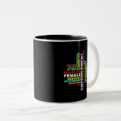Tasse 2 Couleurs Forte femme Word Cloud (Devant droit)