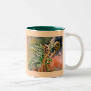 Tasse 2 Couleurs Fougère déferlant des beaux-arts d'aquarelle