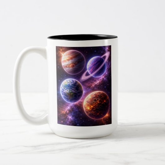 Tasse 2 Couleurs Four Unique Space Planets (Gauche)