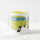 Tasse 2 Couleurs Fourgonnette verte lime classique de dessin animé (Devant gauche)