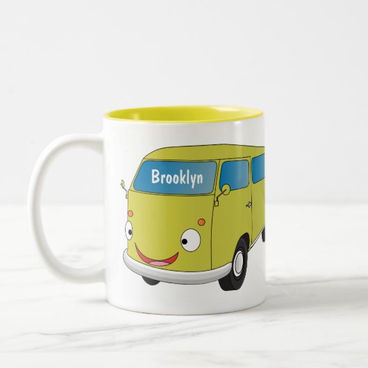 Tasse 2 Couleurs Fourgonnette verte lime classique de dessin animé (Gauche)