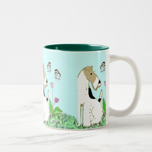 Tasse 2 Couleurs Fox Terrier et papillons de fil (Droit)