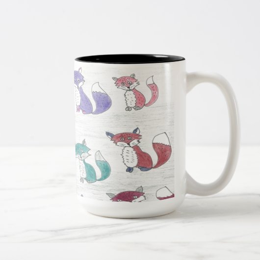 Tasse 2 Couleurs Foxes funky Motif (Droit)