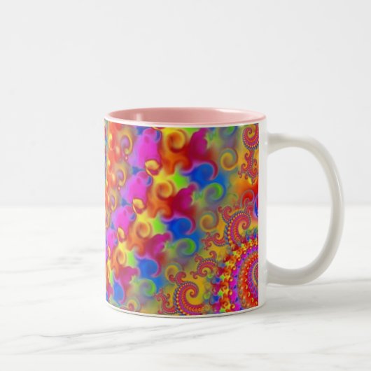Tasse 2 Couleurs Fractale folle rose (Droit)