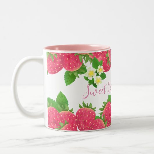 Tasse 2 Couleurs Fraise Avec Fleurs (Gauche)