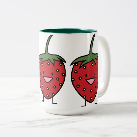 Tasse 2 Couleurs Fraise heureuse (Devant droit)