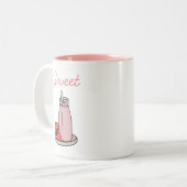 Tasse 2 Couleurs Fraise sucrée milkshake rose mignon (Devant gauche)