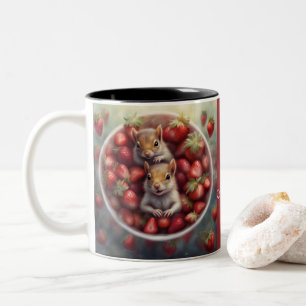 Tasse 2 Couleurs Fraises et bébés écureuils