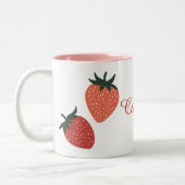 Tasse 2 Couleurs Fraises mignonnes et nom personnalisé (Gauche)