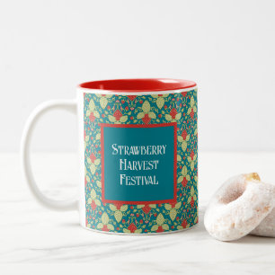 Tasse 2 Couleurs Fraises rouges, fleurs, fruits et coureurs