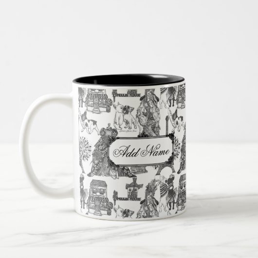 Tasse 2 Couleurs FRANÇAIS BULLDOG Frenchie Black Toile avec nom per (Gauche)