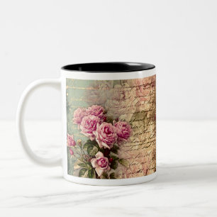 Tasse 2 Couleurs francais chic, shabby chic, roses roses roses, flo