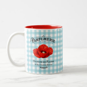 Tasse 2 Couleurs Français Parfum roumain À damiers Turquoise