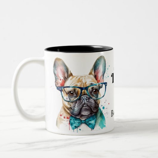 Tasse 2 Couleurs French Chien DAD Personnalisé Retro French Bulldog (Gauche)