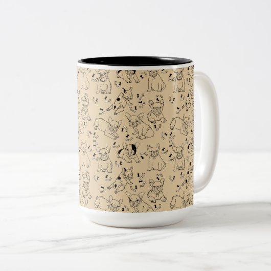 Tasse 2 Couleurs Frenchie et Bones (Devant droit)