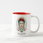 Tasse 2 Couleurs Frida Kahlo | Floral Vintage<br><div class="desc">Ce design saisissant est une ode à Frida Kahlo, l'emblématique peintre mexicain. Frida a influencé des millions de personnes par ses autoportraits brutaux et révélateurs inspirés par sa culture, ses souffrances et ses convictions politiques fortes. Cet art populaire inspirant audacieux montre l'artiste emblématique portant un bandeau à fleurs contre un...</div>