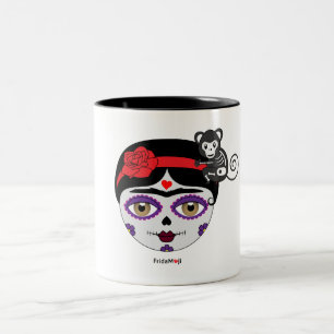 Tasse 2 Couleurs Frida Kahlo   FridaMoji - jour des morts