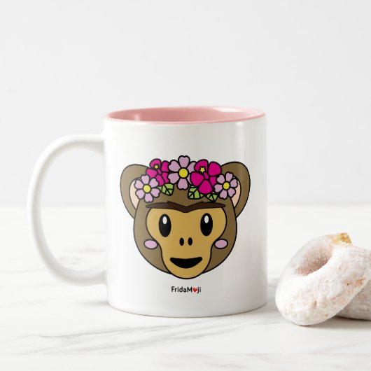 Tasse 2 Couleurs Frida Kahlo | FridaMoji - singe (Avec donut)